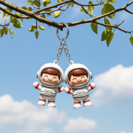 2-in-1 Cute Cartoon Couple Keychain