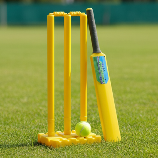 Big Cricket Kit, Cricket Set with 1 Cricket Bat, 1 Rubber Ball, Bails, 3 Stumps with Stand Base
