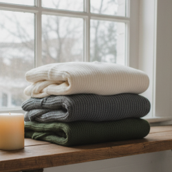 Cap for Winter Woolen Knitted Black Inside Fur Caps (1 Pc / Mix Design & Color)