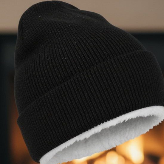 Cap for Winter Woolen Knitted Black Inside Fur Caps (1 Pc / Mix Design & Color)