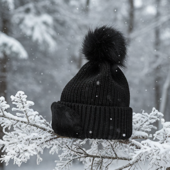Cap for Winter Woolen Knitted Black Inside Fur Caps