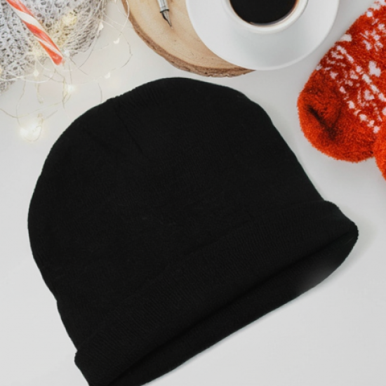 Cap for Winter Woolen Knitted Black Inside Fur Caps (1 Pc / Mix Design & Color)