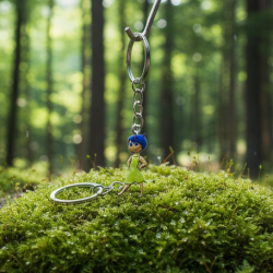 Cartoon Character Soft PVC Keychain with Haired Girl Design (1 Pc)