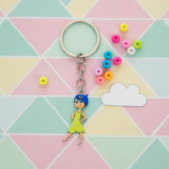 Cartoon Character Soft PVC Keychain with Haired Girl Design (1 Pc)