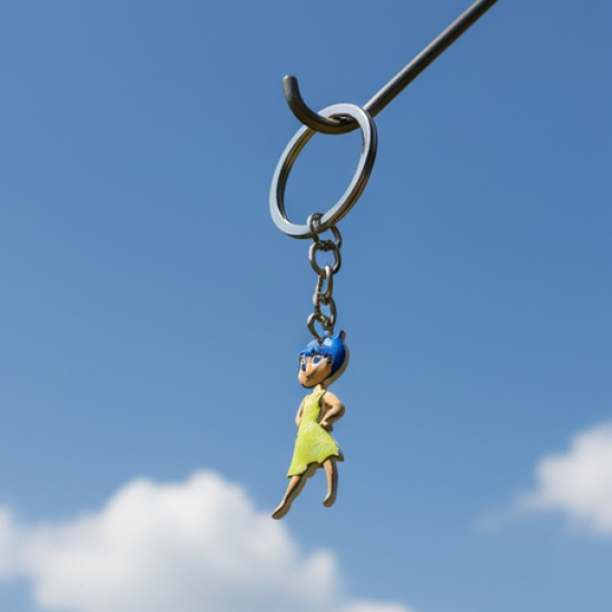 Cartoon Character Soft PVC Keychain with Haired Girl Design (1 Pc)