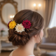 Colourful Flowing Flower Hair Pin (4 Pcs Set / Mix Color), Hair accessories