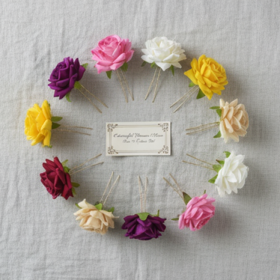 Colourful Flowing Flower Hair Pin (12 Pcs Set / Mix Color)