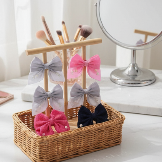 Hair Bow Knot Clip Suitable For Girls (12 Pc / Multicolour & Mix Design) Hair accessories