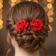 Hair Clip Red Rose Bridal Hair Pins Rose (12 Pcs Set / Red Color Only), Hair accessories