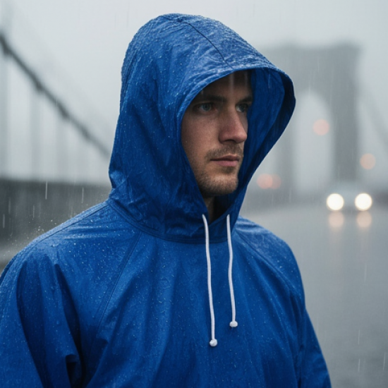 Large Durable Waterproof Hooded Raincoat For Men (1 Pc)