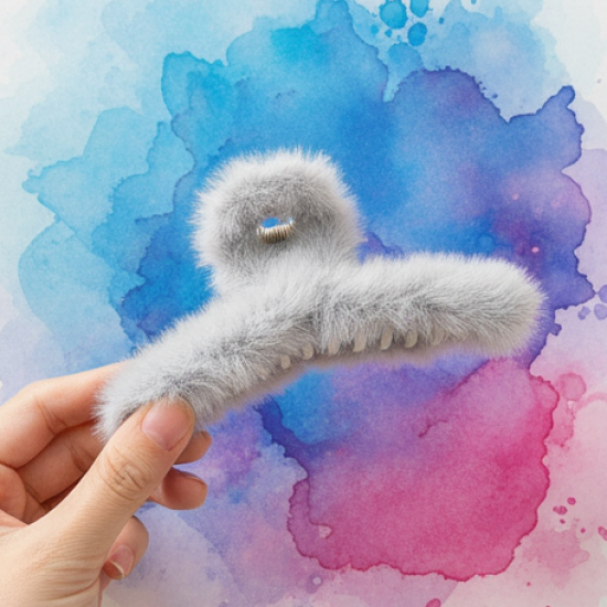 Large Plush Hair Claw Clips, Plastic Fluffy Hair Claw Hair (1 Pc / Mix Color)