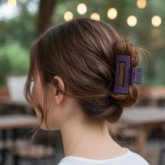 Matte Finish Rectangle Hair Claw Clip for Women and Girls – Assorted Color Pack – 12 Pc