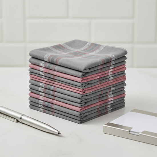 Men's King Size Formal Handkerchiefs for Office Use - Pack of 12