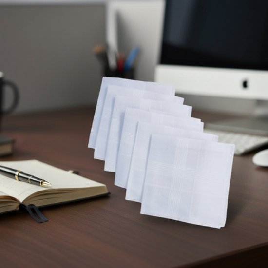 Men's King Size Formal Handkerchiefs for Office Use - Pack of 12