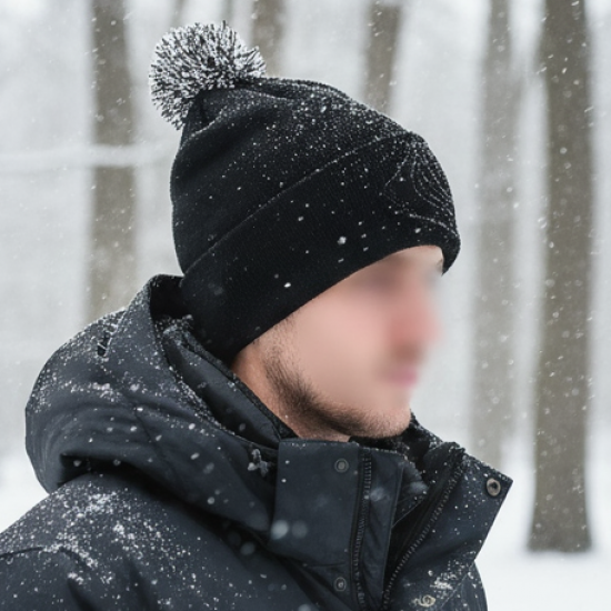 Men's and Women's Skull Slouchy Winter Woolen Knitted Black Inside Fur Beanie Cap.