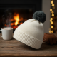 Men's and Women's Skull Slouchy Winter Woolen Knitted Black Inside Fur Beanie Cap.