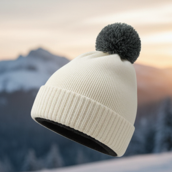 Men's and Women's Skull Slouchy Winter Woolen Knitted Black Inside Fur Beanie Cap.