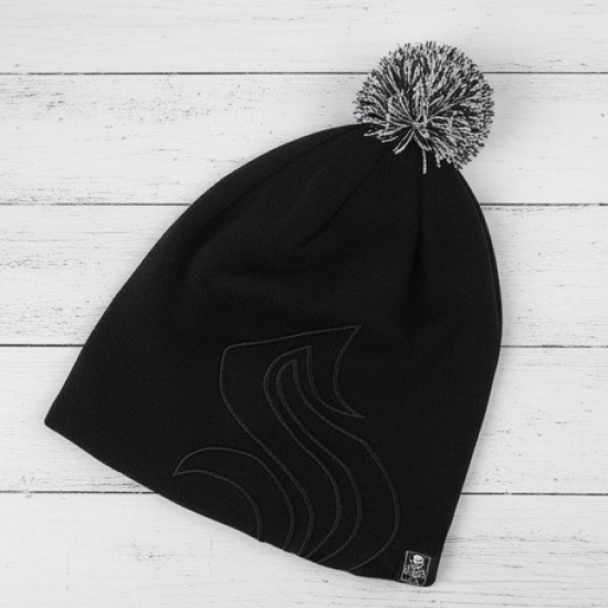 Men's and Women's Skull Slouchy Winter Woolen Knitted Black Inside Fur Beanie Cap.