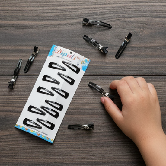 Metal Tik Tak Hair Clips (12 Pcs Set), Hair accessories