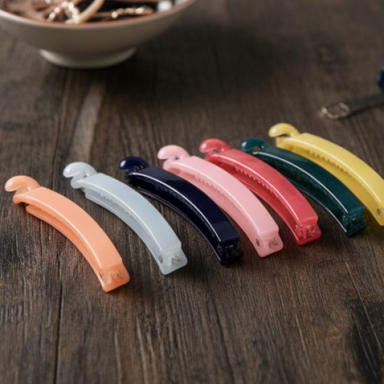 Multicolor Plastic Banana Hair Clips Set (12 Pc)