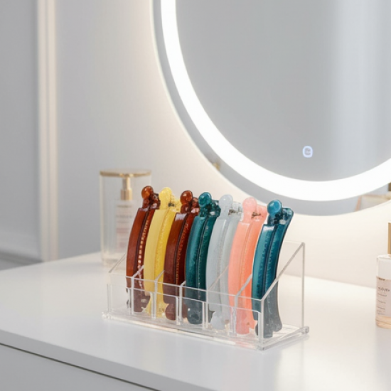 Multicolor Plastic Banana Hair Clips Set (12 Pc)