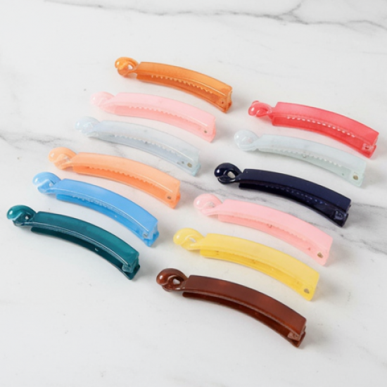 Multicolor Plastic Banana Hair Clips Set (12 Pc)