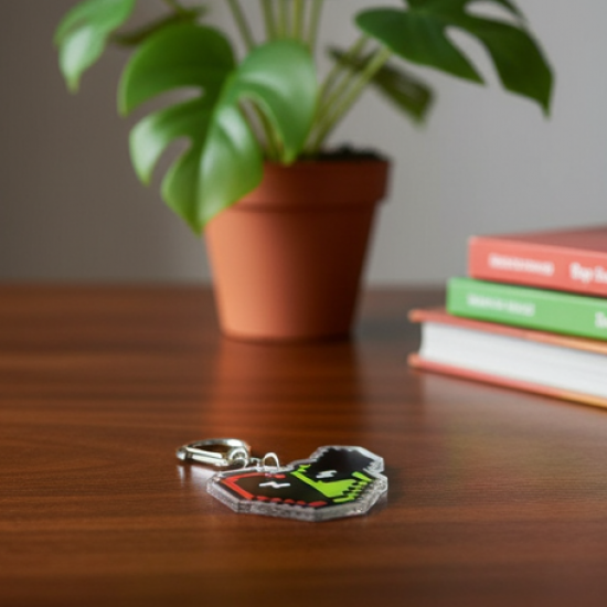 Pixel Style Acrylic Cartoon Keychain with Funky Design (1 Pc)