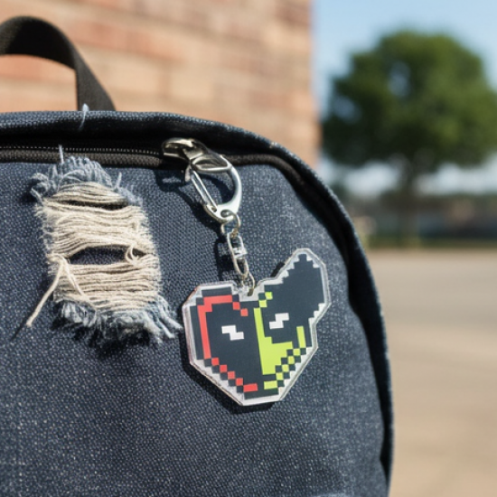 Pixel Style Acrylic Cartoon Keychain with Funky Design (1 Pc)