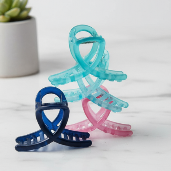 Plastic Hair Clamp Grip, Simple Matte Hair Barrette Clamp (12 Pc /  Mix Design)