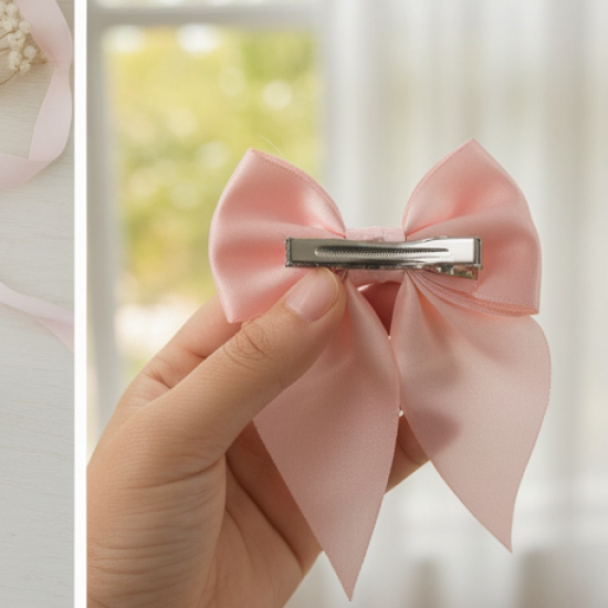 Premium Satin Bow Hair Clip Set for Girls and Women (10 Pc)