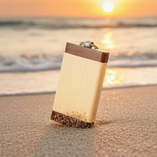 Premium Wooden Keychain with Dual Tone Finish (1 Pc)