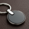 Sleek Black Round Metal Keychain (1 Pc)