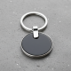 Sleek Black Round Metal Keychain (1 Pc)
