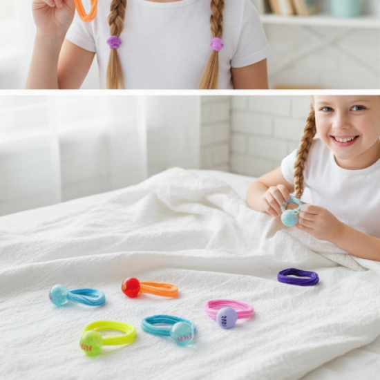 Small Ball Elastic Hairbands (Pack of 5 / Multicolour)