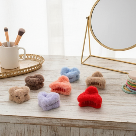 Small Hair Claw Clips, Plastic Fluffy Hair Claw Hair, Hair accessories (12 Pcs Set)