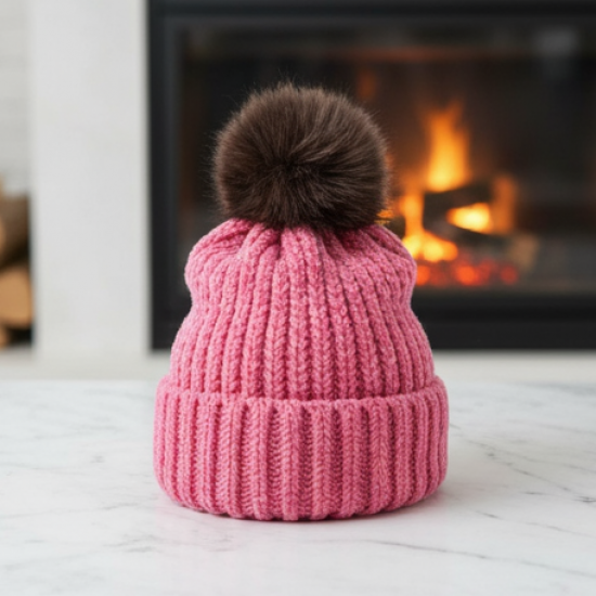 Soft Winter Cap, Woolen Inside Fur Beanie Cap (1 Pc / Mix Design & Color)