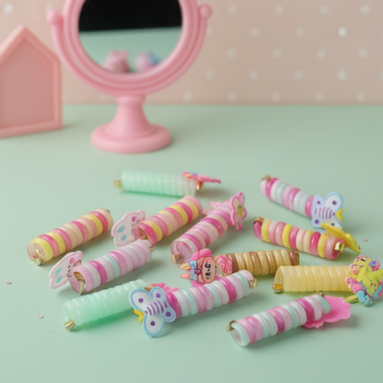 Spiral Hair Braiding Clips for Kids (12 Pc /  Mix Design)