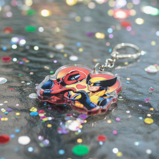 Stylish Acrylic Cartoon Character Keychain with Metal Clip (1 Pc)