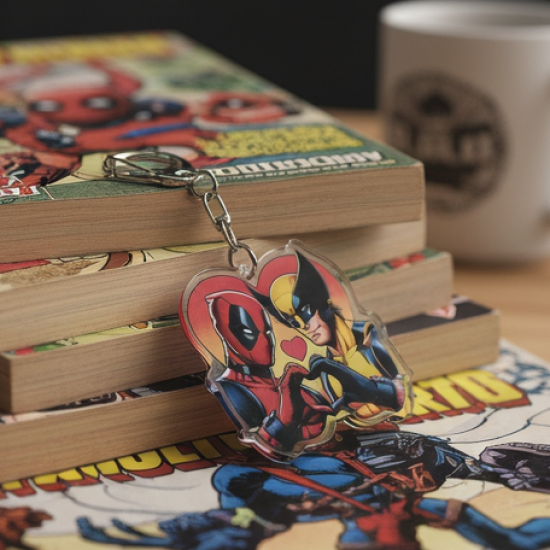 Stylish Acrylic Cartoon Character Keychain with Metal Clip (1 Pc)