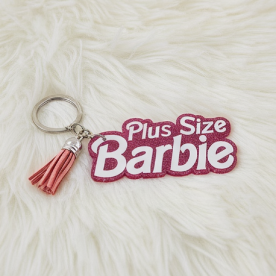 Text Keychain with Glitter Finish and Tassel Charm (1 Pc)