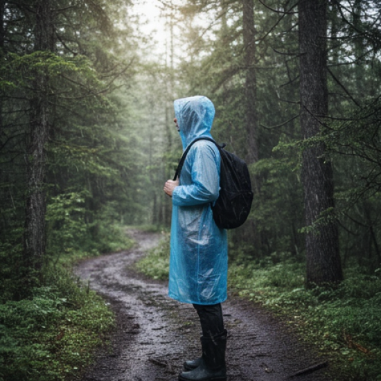 Ultra Lightweight Disposable Raincoat with Hood for Adults (1 Pc)