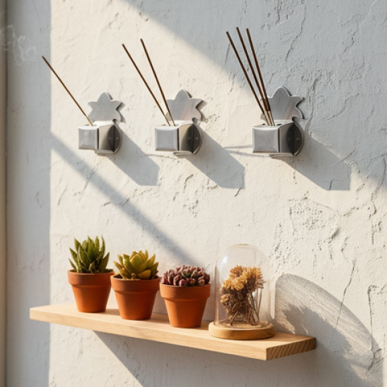 Wall-Mount Metal Incense Stick Holders (3 Pc)