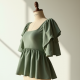 Women's Ruffle Sleeve Peplum Top