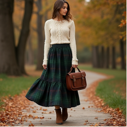 Women's Tiered Checkered Skirt