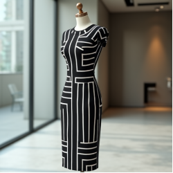 Geometric Print Modern Pencil Dress
