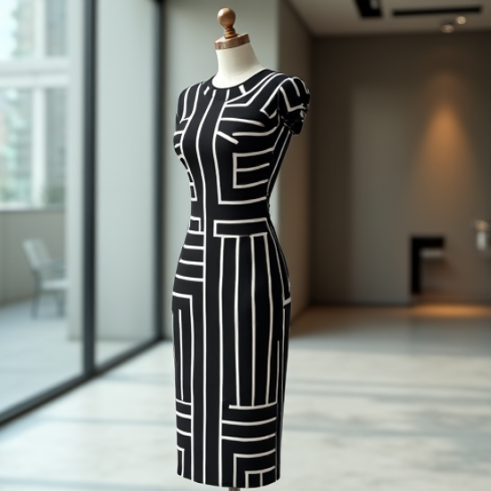 Geometric Print Modern Pencil Dress