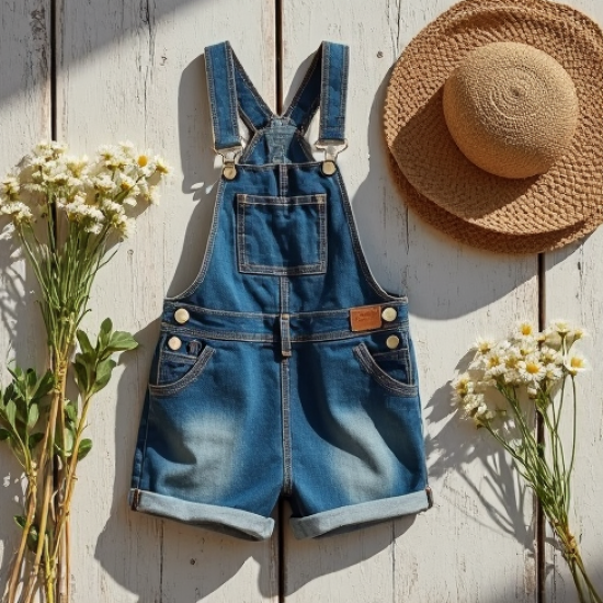 Women's Denim Short Overalls
