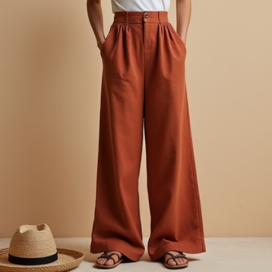 Women's Terracotta Palazzo Pants
