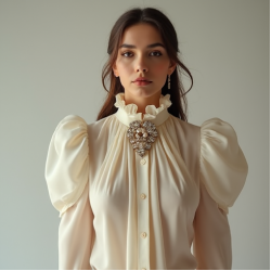 Women's Brooch-Embellished Blouse