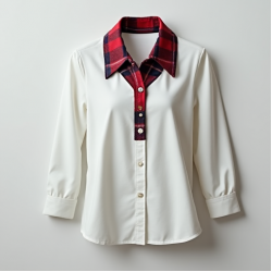 Women's Plaid Collar Detail Blouse